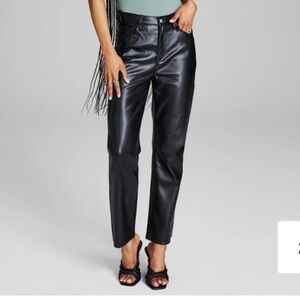 "And Now This" Women's High Rise Faux Leather Straight Pants
